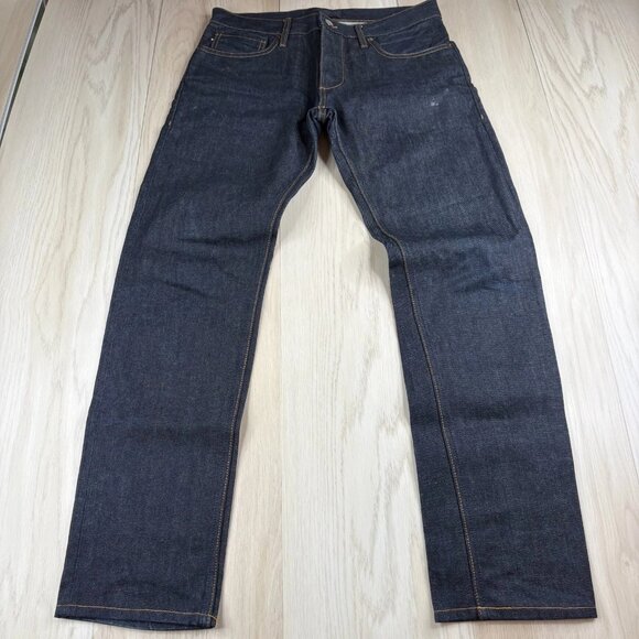 Thom Sweeney Mens Blue Candiani Denim Stretch Straight Leg Jeans Size 31/32 - Picture 1 of 12